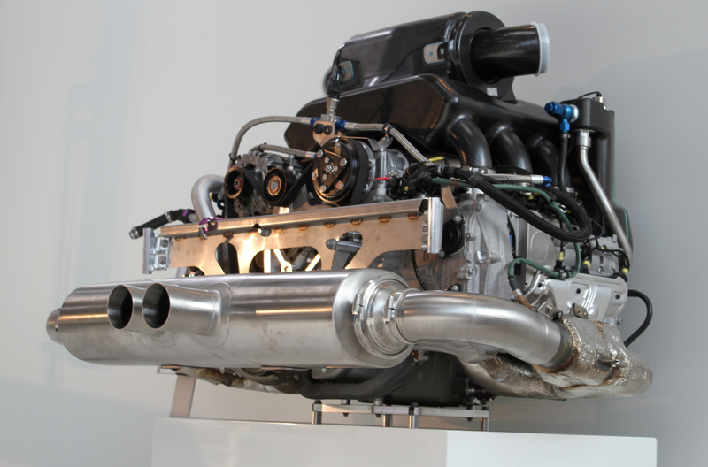 The 911 GT3 R’s engine.